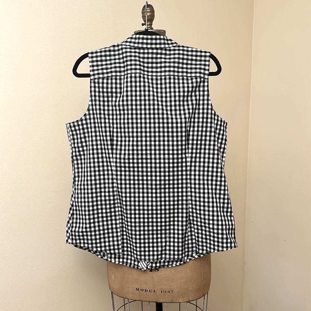 TALBOTS SLEEVELESS NON-IRON PERFECT SHIRT - SUNRISE GINGHAM - Picture 3 of 4